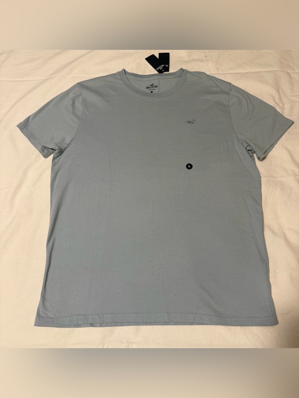 Hollister Short Sleeve Crew T-Shirt in Pale Blue Size XL NWT 100% Cotton